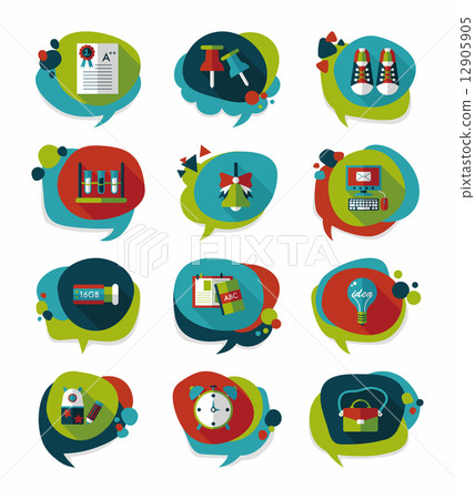 School bubble speech banner design flat background set, eps10 12905905