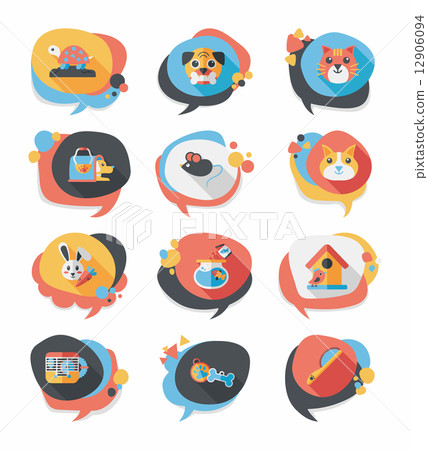 Pet bubble speech flat banner design background set, eps10 12906094