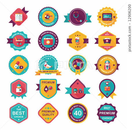 hospital badge banner design flat background set, eps10 hospital badge banner design flat background set, eps10 12906200