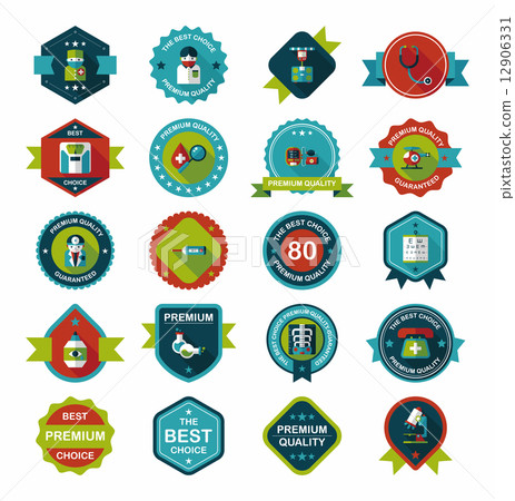 hospital badge banner design flat background set, eps10 12906331