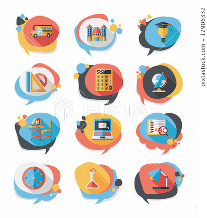 School bubble speech banner design flat background set, eps10 12906332