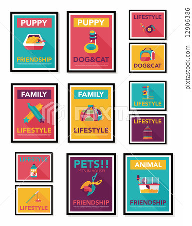 Pet poster flat banner design background set, eps10 Pet poster flat banner design background set, eps10 12906386