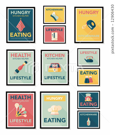 Kitchenware poster flat banner design flat background set, eps10 Kitchenware poster flat banner design flat background set, eps10 12906430