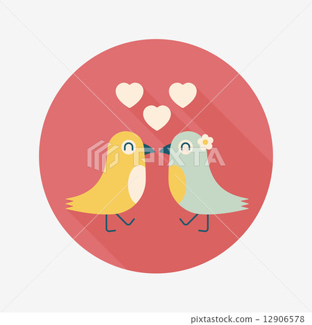 Valentine's Day lover bird flat icon with long shadow,eps10 Valentine's Day lover bird flat icon with long shadow,eps10 12906578