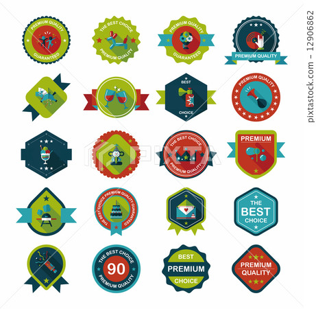 Birthday badge banner design flat background set, eps10 Birthday badge banner design flat background set, eps10 12906862