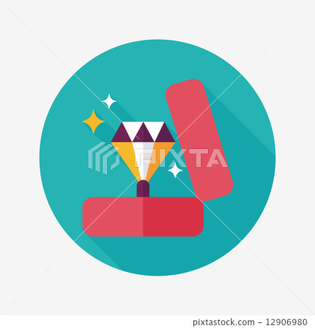 Valentine's Day diamond ring flat icon with long shadow,eps10 Valentine's Day diamond ring flat icon with long shadow,eps10 12906980