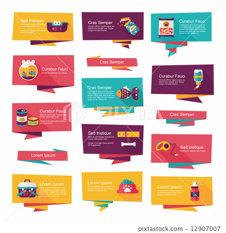 Pet flat banner design background set, eps10 Pet flat banner design background set, eps10 12907007