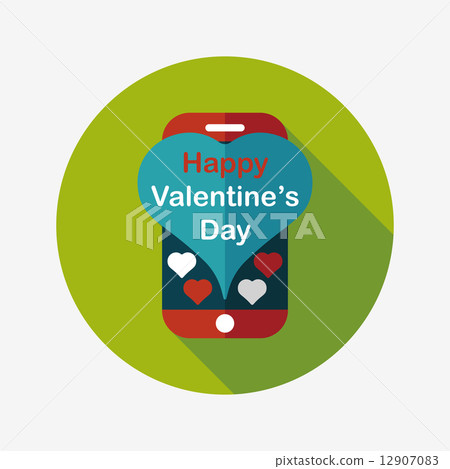 Valentine's Day message phone flat icon with long shadow,eps10 Valentine's Day message phone flat icon with long shadow,eps10 12907083