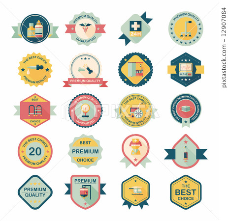 hospital badge banner design flat background set, eps10 hospital badge banner design flat background set, eps10 12907084