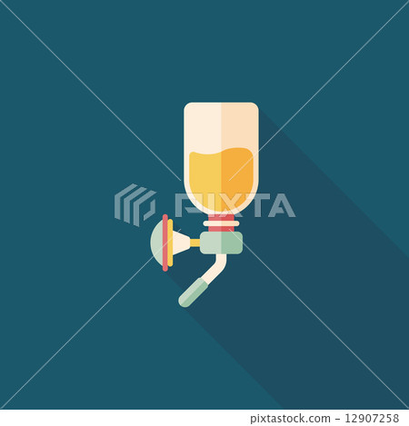Pet water drinking flat icon with long shadow, eps10 12907258