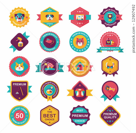 Pet badge flat banner design background set, eps10 Pet badge flat banner design background set, eps10 12907492