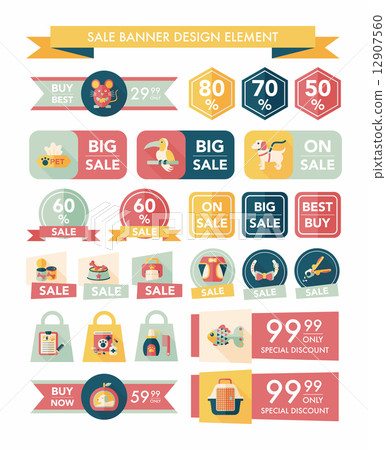 Pet sale banner flat design background set, eps10 Pet sale banner flat design background set, eps10 12907560