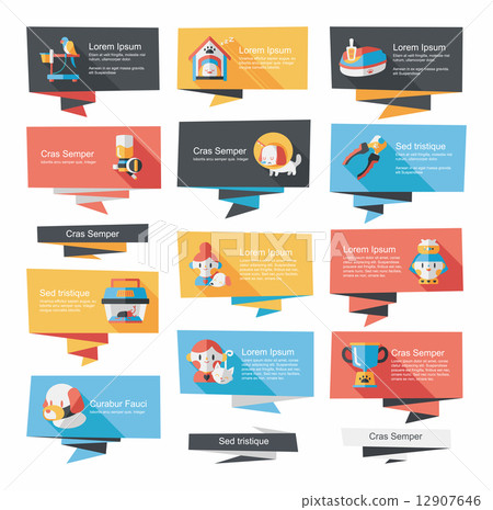 Pet flat banner design background set, eps10 Pet flat banner design background set, eps10 12907646
