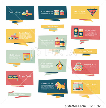 Pet flat banner design background set, eps10 Pet flat banner design background set, eps10 12907649