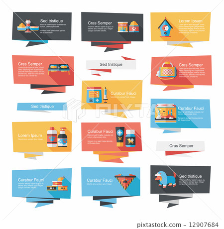Pet flat banner design background set, eps10 Pet flat banner design background set, eps10 12907684