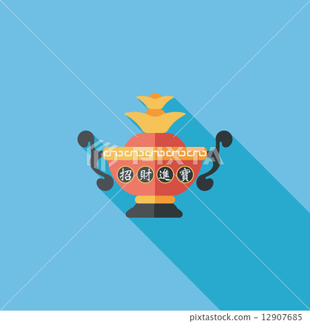 Chinese New Year pottery and porcelain flat icon with long shado Chinese New Year pottery and porcelain flat icon with long shado 12907685