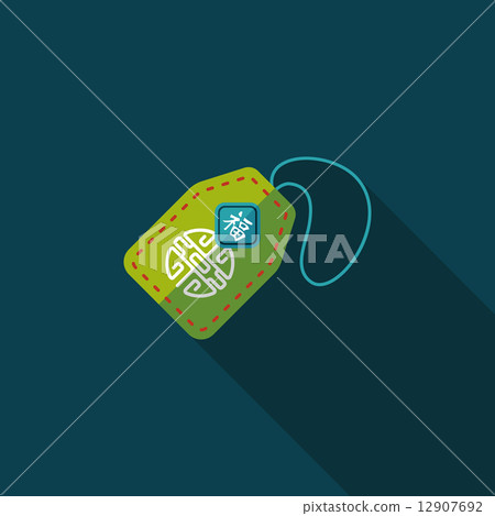 Chinese New Year flat icon with long shadow,eps10, lucky Chinese Chinese New Year flat icon with long shadow,eps10, lucky Chinese 12907692