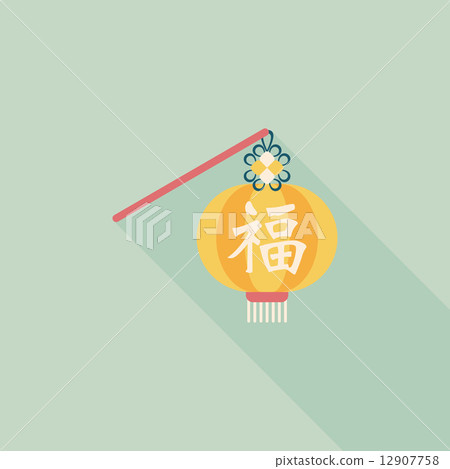 Chinese New Year flat icon with long shadow,eps10, Chinese festi Chinese New Year flat icon with long shadow,eps10, Chinese festi 12907758