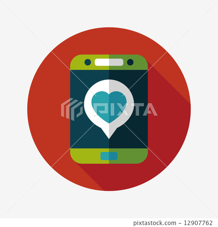Valentine's Day message phone flat icon with long shadow,eps10 Valentine's Day message phone flat icon with long shadow,eps10 12907762