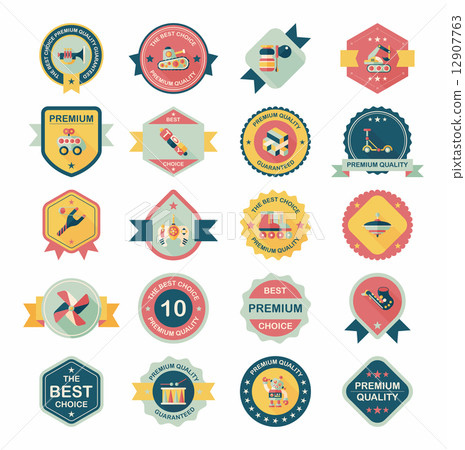 Toy badge banner design flat background set, eps10 12907763