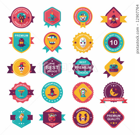 Halloween badge banner design flat background set, eps10 12907764