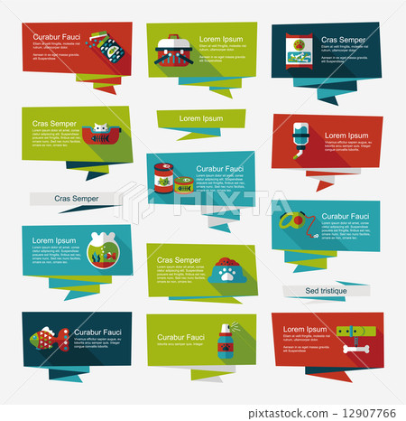 Pet flat banner design background set, eps10 12907766