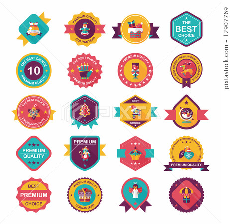 Christmas badge banner design flat background set, eps10 12907769