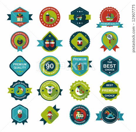 Baby badge banner design flat background set, eps10 Baby badge banner design flat background set, eps10 12907775