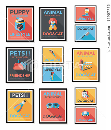 Pet poster flat banner design background set, eps10 Pet poster flat banner design background set, eps10 12907776
