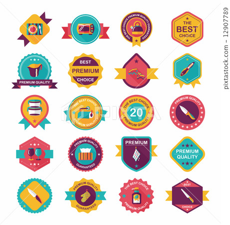 Kitchenware badge flat banner design background set, eps10 Kitchenware badge flat banner design background set, eps10 12907789