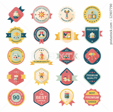 Baby badge banner design flat background set, eps10 Baby badge banner design flat background set, eps10 12907790