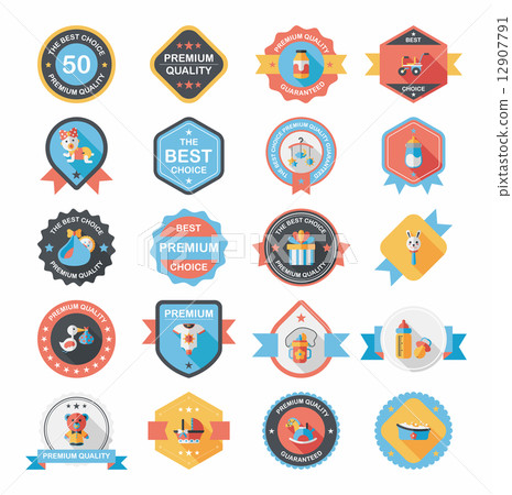 Baby badge banner design flat background set, eps10 Baby badge banner design flat background set, eps10 12907791