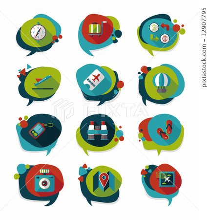 Travel bubble speech banner design flat background set, eps10 Travel bubble speech banner design flat background set, eps10 12907795