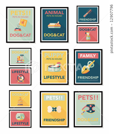 Pet poster flat banner design background set, eps10 Pet poster flat banner design background set, eps10 12907796