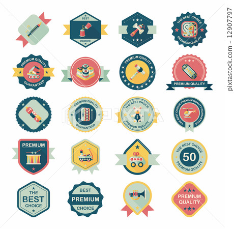 Toy badge banner design flat background set, eps10 12907797