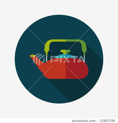kitchenware tea pot flat icon with long shadow,eps10 kitchenware tea pot flat icon with long shadow,eps10 12907798