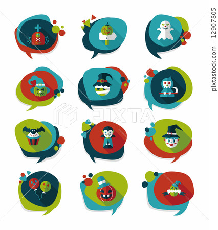 Halloween bubble speech banner design flat background set, eps10 12907805