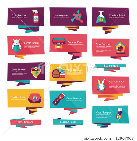 Pet flat banner design background set, eps10 Pet flat banner design background set, eps10 12907808