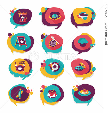 Coffee bubble speech flat banner design flat background set, eps Coffee bubble speech flat banner design flat background set, eps 12907809