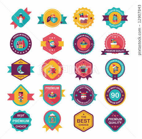 Christmas badge banner design flat background set, eps10 12907843