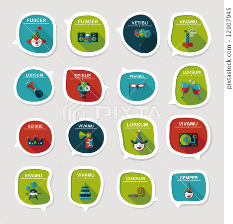 Birthday bubble speech banner design flat background set, eps10 12907945