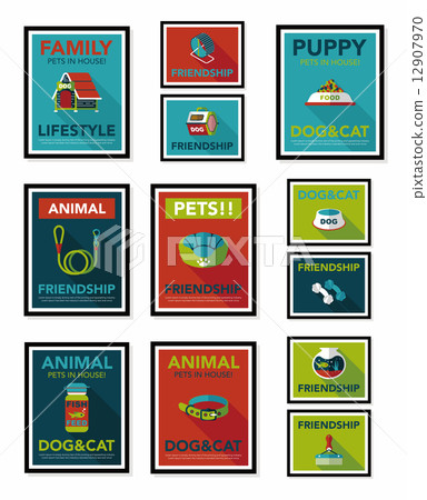 Pet poster flat banner design background set, eps10 Pet poster flat banner design background set, eps10 12907970