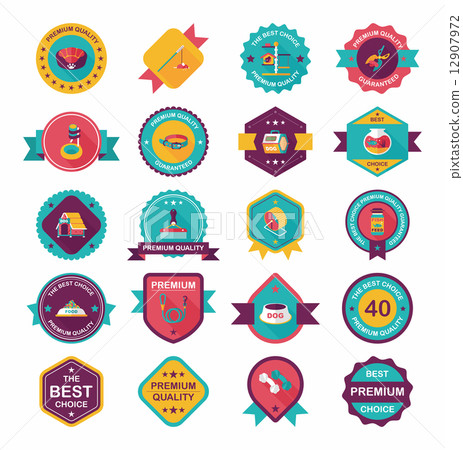 Pet badge flat banner design background set, eps10 Pet badge flat banner design background set, eps10 12907972