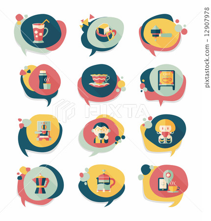 Coffee bubble speech flat banner design flat background set, eps Coffee bubble speech flat banner design flat background set, eps 12907978