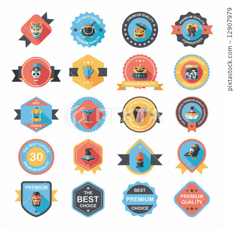 Halloween badge banner design flat background set, eps10 Halloween badge banner design flat background set, eps10 12907979