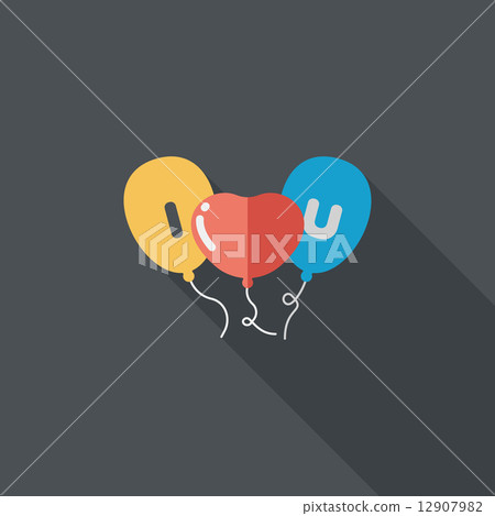 Valentine's Day ballons flat icon with long shadow,eps10 Valentine's Day ballons flat icon with long shadow,eps10 12907982