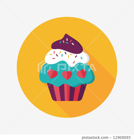 Valentine's Day cupcake flat icon with long shadow,eps10 Valentine's Day cupcake flat icon with long shadow,eps10 12908085