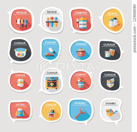 Kitchenware bubble speech flat banner design background set, eps Kitchenware bubble speech flat banner design background set, eps 12908090