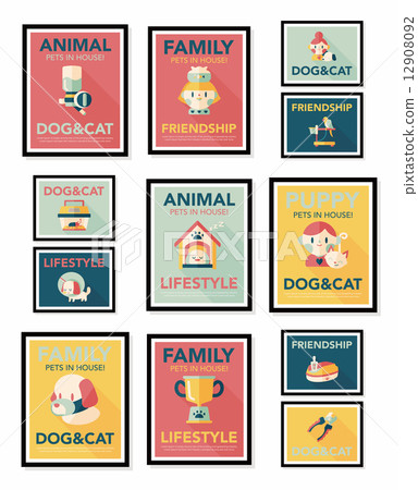 Pet poster flat banner design background set, eps10 Pet poster flat banner design background set, eps10 12908092