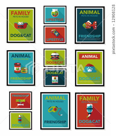 Pet poster flat banner design background set, eps10 Pet poster flat banner design background set, eps10 12908128
